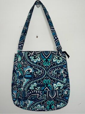Vera Bradley Navy and Teal Paisley Quilted Shoulder Bag & matching wristlet